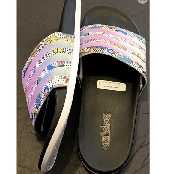 Adidas Adilette Comfort Slides Comics GW5039 Men's Size 12 Blue Pink - Picture 3 of 4